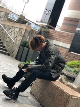 「MSGM（エムエスジーエム）のアイテム（デニムパンツ）」を使った、ふあーみー？さん（メンズ・171cm）の冬コーディネート