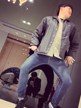 「友達」｜「アイテム（ジャケット/アウター）」を使った、ふあーみー？さん（メンズ・171cm）の春コーディネート