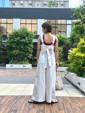 「freada」｜「アイテム（オールインワン・サロペット）」を使った、たはらさん（レディース・161cm）の夏コーディネート
