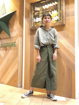 「コーディネート」｜「アイテム（シャツワンピース）」を使った、たはらさん（レディース・161cm）の秋コーディネート