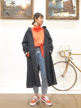「PENDLETON（ペンドルトン）のアイテム（ステンカラーコート）」を使った、たはらさん（レディース・161cm）の秋コーディネート