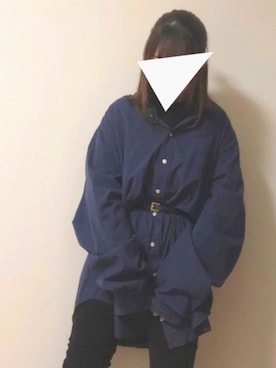 「ビックシルエットシャツ」｜Rさん（レディース・153cm）の冬コーディネート