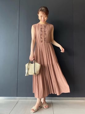 「アイテム（かごバッグ）」を使った、matsudaさん（レディース・162cm）の夏コーディネート