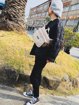 「やっぱりストリートが好き」｜「アイテム（ハンチング/ベレー帽）」を使った、みー&かーさん（レディース・164cm）の秋コーディネート