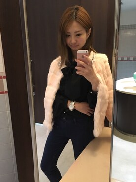 「ラビットファー」｜「アイテム（その他アウター）」を使った、ぴょんさん（レディース・153cm）の冬コーディネート