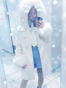 「白コート」｜「アイテム（チェスターコート）」を使った、ぴょんさん（レディース・153cm）の冬コーディネート