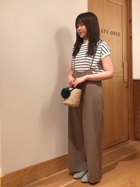 「coen（コーエン）のシーグラスミニかごバッグ（バスケット）（かごバッグ）」を使った、coen たきたさん（レディース・159cm）の夏コーディネート