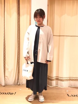 「USAコットン」｜「アイテム（スリッポン）」を使った、coen たきたさん（レディース・159cm）の春コーディネート