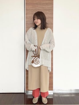 「USAコットン」｜「アイテム（スラックス）」を使った、coen たきたさん（レディース・159cm）の春コーディネート