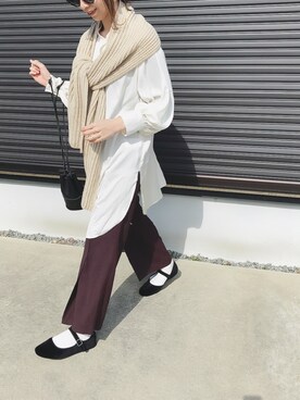 「SVEC（シュベック）のカンフーシューズ kung fu Shoes / ストラップパンプス（バレエシューズ）」を使った、chiさん（レディース・162cm）の冬コーディネート