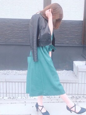「平成最後のWEARISTAセンバツ」｜「アイテム（ライダースジャケット）」を使った、Mokaさん（レディース・153cm）の春コーディネート
