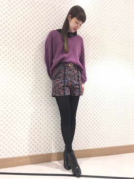 「LILY BROWN（リリーブラウン）のアイテム（ブーティ）」を使った、saori watanabeさん（レディース・167cm）の秋コーディネート