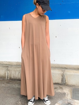 「junoah（ジュノア）のアイテム（ワンピース/ドレス）」を使った、moi☺︎さん（レディース・155cm）の夏コーディネート