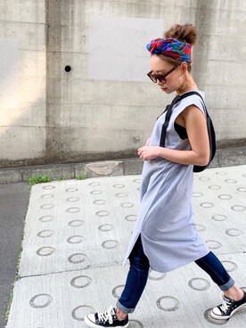 「junoah（ジュノア）のアイテム（ワンピース/ドレス）」を使った、moi☺︎さん（レディース・154cm）の夏コーディネート