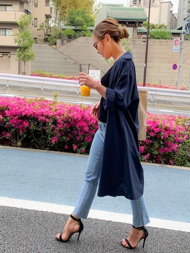 「JUNOAH（ジュノア）のアイテム（シャツワンピース）」を使った、moi☺︎さん（レディース・154cm）の夏コーディネート
