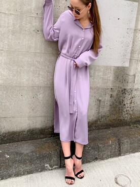 「JUNOAH（ジュノア）のアイテム（シャツワンピース）」を使った、moi☺︎さん（レディース・154cm）の夏コーディネート