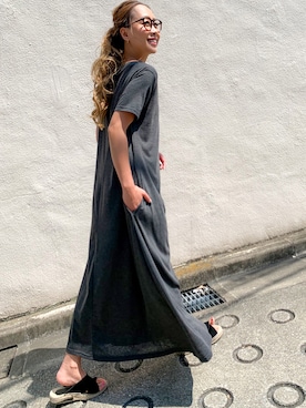 「junoah（ジュノア）のアイテム（ワンピース/ドレス）」を使った、moi☺︎さん（レディース・154cm）の夏コーディネート