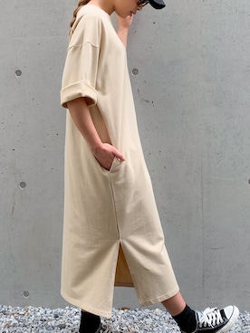 「junoah（ジュノア）のアイテム（ワンピース/ドレス）」を使った、moi☺︎さん（レディース・154cm）の夏コーディネート