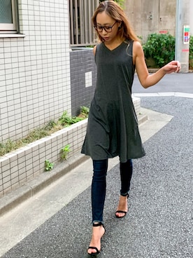 「junoah（ジュノア）のアイテム（ワンピース/ドレス）」を使った、moi☺︎さん（レディース・154cm）の秋コーディネート