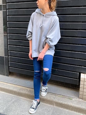 「junoah（ジュノア）のアイテム（トップス）」を使った、moi☺︎さん（レディース・154cm）の秋コーディネート