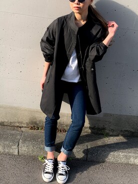 「JUNOAH（ジュノア）のアイテム（ブルゾン）」を使った、moi☺︎さん（レディース・154cm）の秋コーディネート
