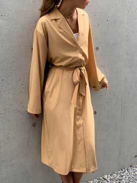 「JUNOAH（ジュノア）のアイテム（シャツワンピース）」を使った、moi☺︎さん（レディース・154cm）の秋コーディネート