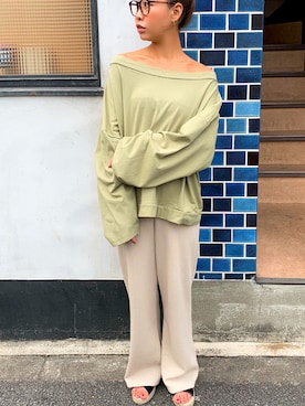 「junoah（ジュノア）のアイテム（トップス）」を使った、moi☺︎さん（レディース・154cm）の秋コーディネート