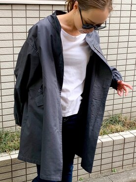 「JUNOAH（ジュノア）のアイテム（ブルゾン）」を使った、moi☺︎さん（レディース・154cm）の秋コーディネート