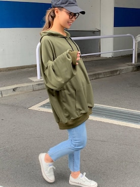 「junoah（ジュノア）のアイテム（トップス）」を使った、moi☺︎さん（レディース・154cm）の秋コーディネート