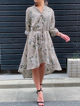 「JUNOAH（ジュノア）のアイテム（シャツワンピース）」を使った、moi☺︎さん（レディース・154cm）の秋コーディネート