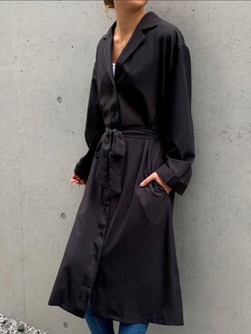 「JUNOAH（ジュノア）のアイテム（シャツワンピース）」を使った、moi☺︎さん（レディース・154cm）の秋コーディネート