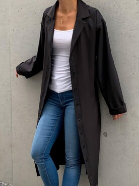 「JUNOAH（ジュノア）のアイテム（シャツワンピース）」を使った、moi☺︎さん（レディース・154cm）の秋コーディネート