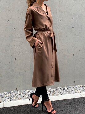 「JUNOAH（ジュノア）のアイテム（シャツワンピース）」を使った、moi☺︎さん（レディース・154cm）の秋コーディネート