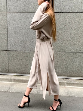 「JUNOAH（ジュノア）のアイテム（シャツワンピース）」を使った、moi☺︎さん（レディース・154cm）の秋コーディネート