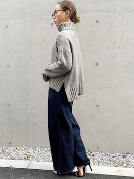 「junoah（ジュノア）のアイテム（トップス）」を使った、moi☺︎さん（レディース・154cm）の冬コーディネート