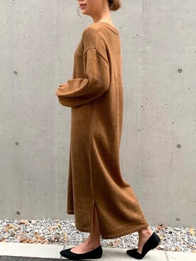 「junoah（ジュノア）のアイテム（ワンピース/ドレス）」を使った、moi☺︎さん（レディース・154cm）の冬コーディネート