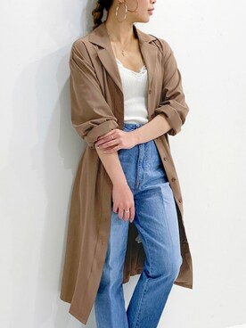「JUNOAH（ジュノア）のアイテム（シャツワンピース）」を使った、moi☺︎さん（レディース・154cm）の春コーディネート