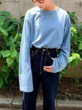 「junoah（ジュノア）のアイテム（トップス）」を使った、moi☺︎さん（レディース・154cm）の春コーディネート