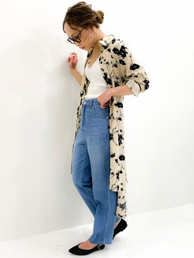 「JUNOAH（ジュノア）のアイテム（シャツワンピース）」を使った、moi☺︎さん（レディース・154cm）の春コーディネート