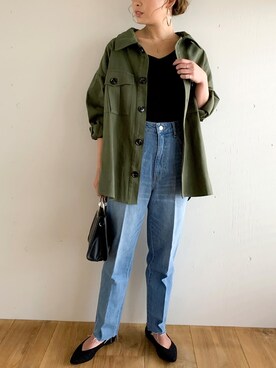 「JUNOAH（ジュノア）のアイテム（ジャケット/アウター）」を使った、moi☺︎さん（レディース・154cm）の春コーディネート