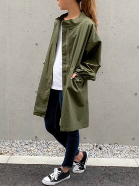 「JUNOAH（ジュノア）のアイテム（ジャケット/アウター）」を使った、moi☺︎さん（レディース・154cm）の春コーディネート