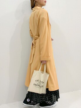 「JUNOAH（ジュノア）のアイテム（シャツワンピース）」を使った、moi☺︎さん（レディース・154cm）の春コーディネート