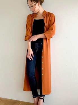 「JUNOAH（ジュノア）のアイテム（シャツワンピース）」を使った、moi☺︎さん（レディース・154cm）の春コーディネート