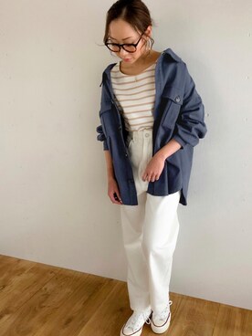 「JUNOAH（ジュノア）のアイテム（ジャケット/アウター）」を使った、moi☺︎さん（レディース・154cm）の春コーディネート