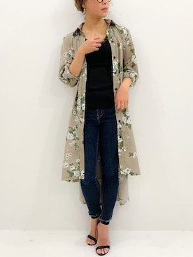 「JUNOAH（ジュノア）のアイテム（シャツワンピース）」を使った、moi☺︎さん（レディース・154cm）の春コーディネート