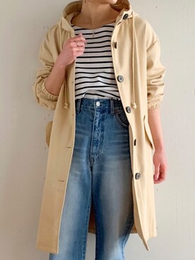 「JUNOAH（ジュノア）のアイテム（ジャケット/アウター）」を使った、moi☺︎さん（レディース・154cm）の春コーディネート