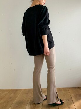 「アイテム（レギンス/スパッツ、ベージュ系）」を使った、moi☺︎さん（レディース・154cm）の春コーディネート