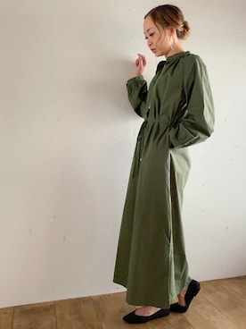 「JUNOAH（ジュノア）のアイテム（シャツワンピース）」を使った、moi☺︎さん（レディース・154cm）の夏コーディネート