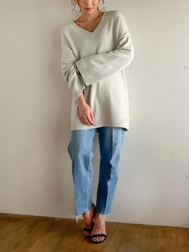 「junoah（ジュノア）のアイテム（トップス）」を使った、moi☺︎さん（レディース・154cm）の秋コーディネート