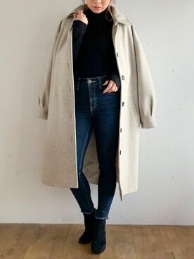 「JUNOAH（ジュノア）のアイテム（ジャケット/アウター）」を使った、moi☺︎さん（レディース・154cm）の秋コーディネート